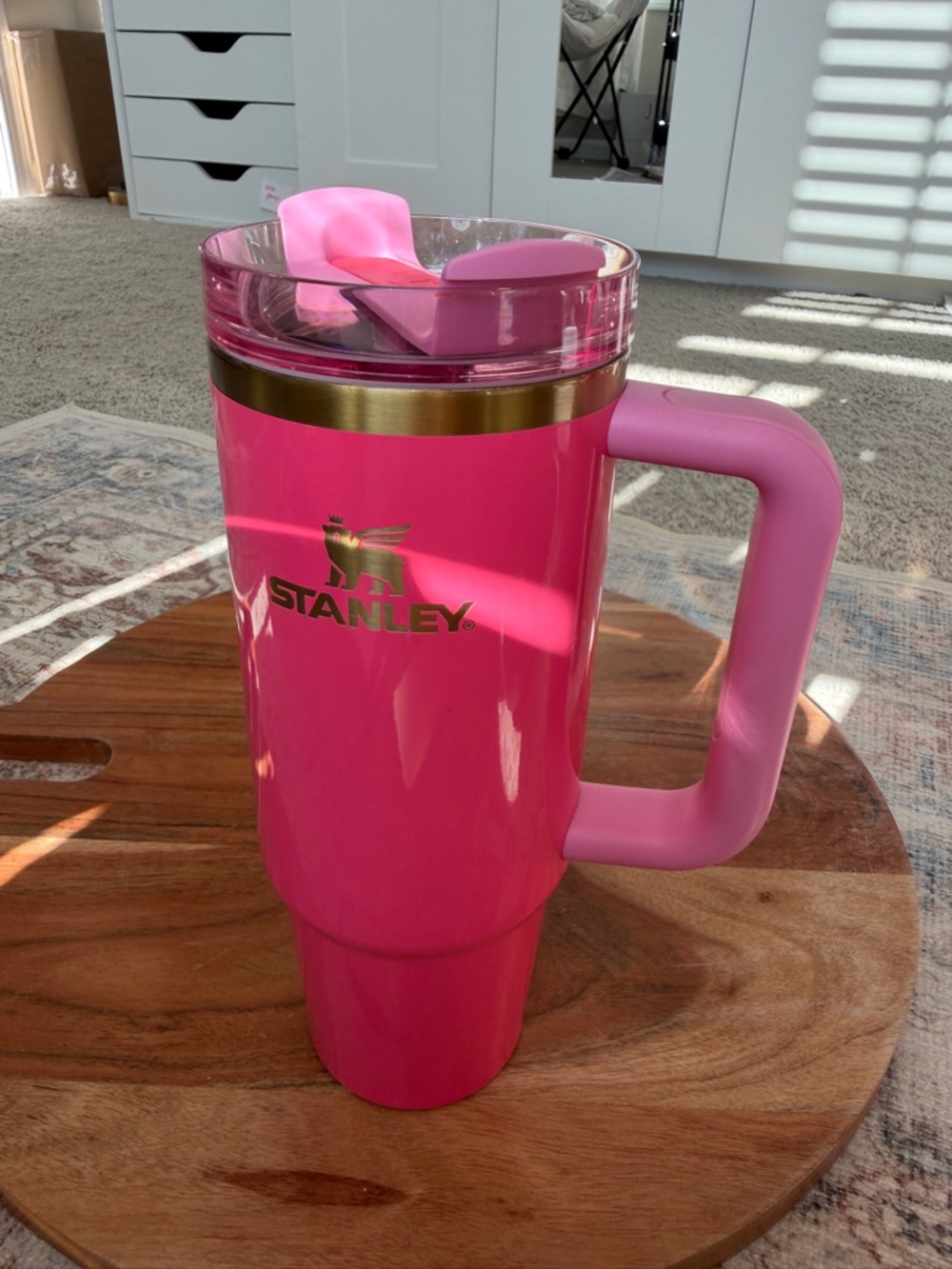 Stanley Pink Insulated Travel Mug with Handle - Picture 9 of 15
